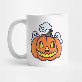 Jack O' Lantern and Cute Little Ghosts Mug